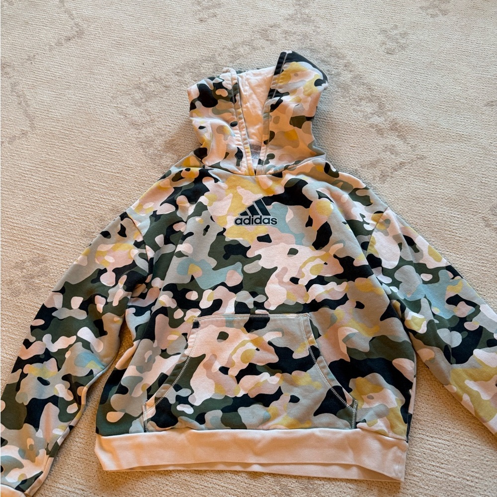 Adidas Kids Camouflage Hoodie - Green, Yellow, and Black